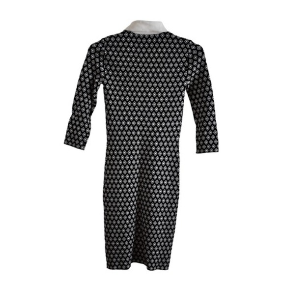Trina Turk Bookish Collared knit black white Dress 3/4 sleeve XS - Picture 7 of 12